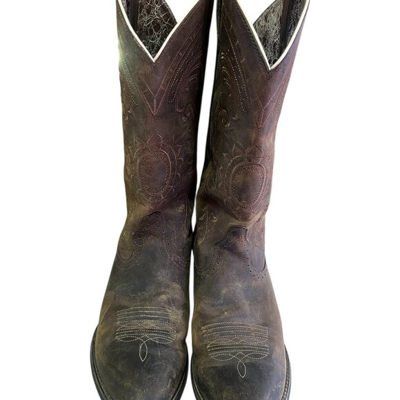 Ariat Western Magnolia Boots Women's Size 9.5 Brown Leather Distressed Preowned - Picture 2 of 7